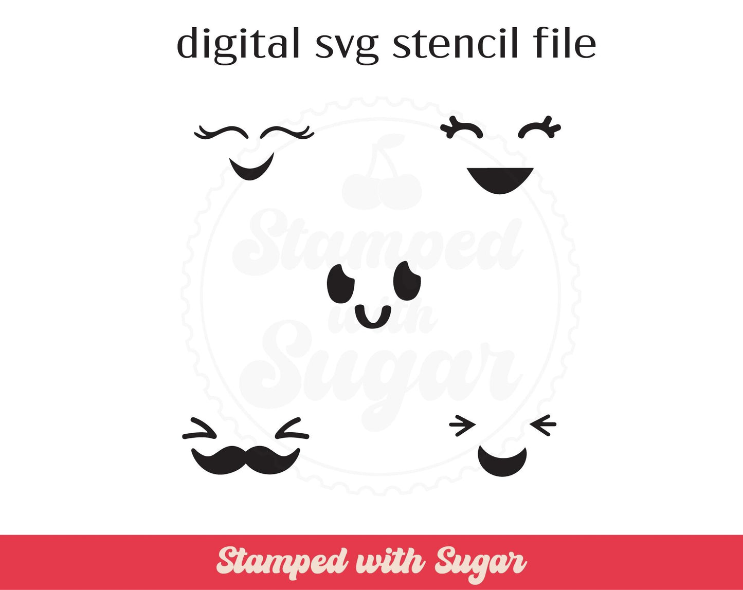 Archivo de plantilla SVG de caras Kawaii