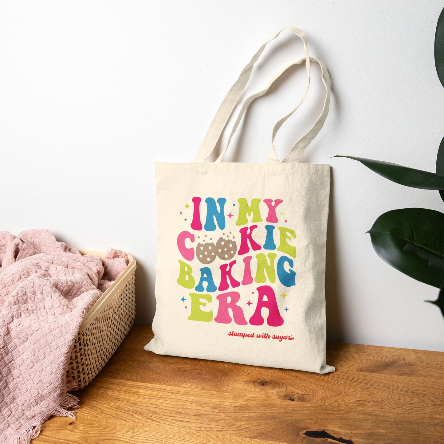 In My Cookie Baking Era Canvas Tote Bag Colorful
