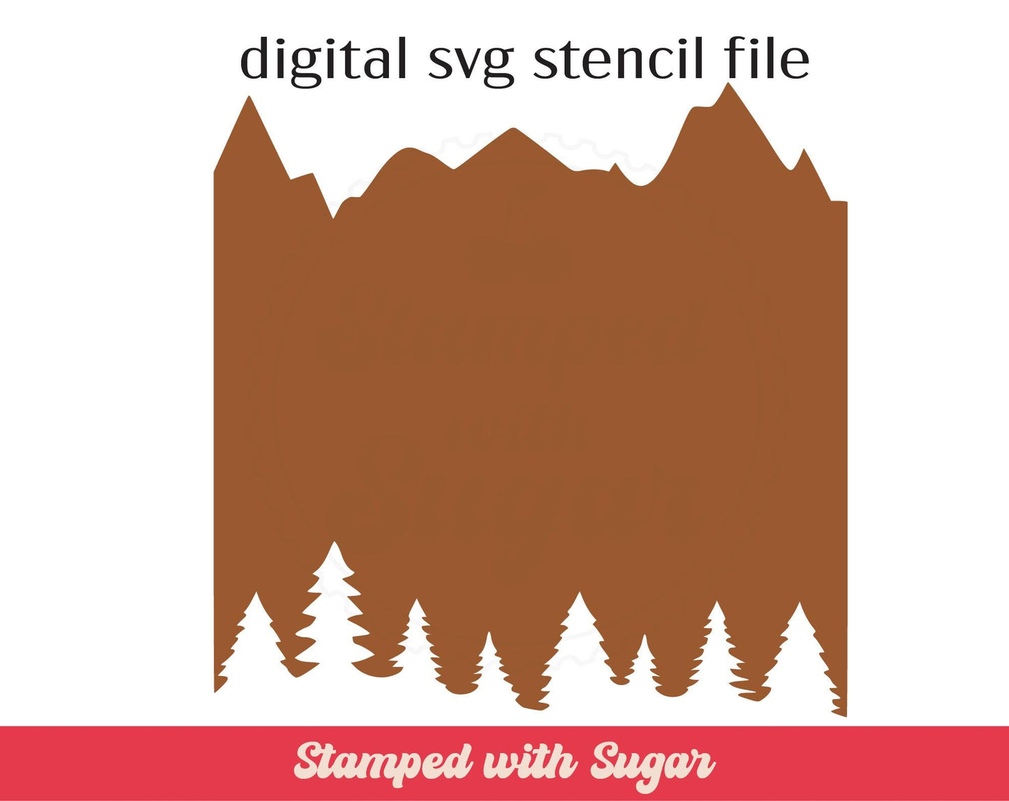 Archivo de esténcil SVG de árbol y montaña