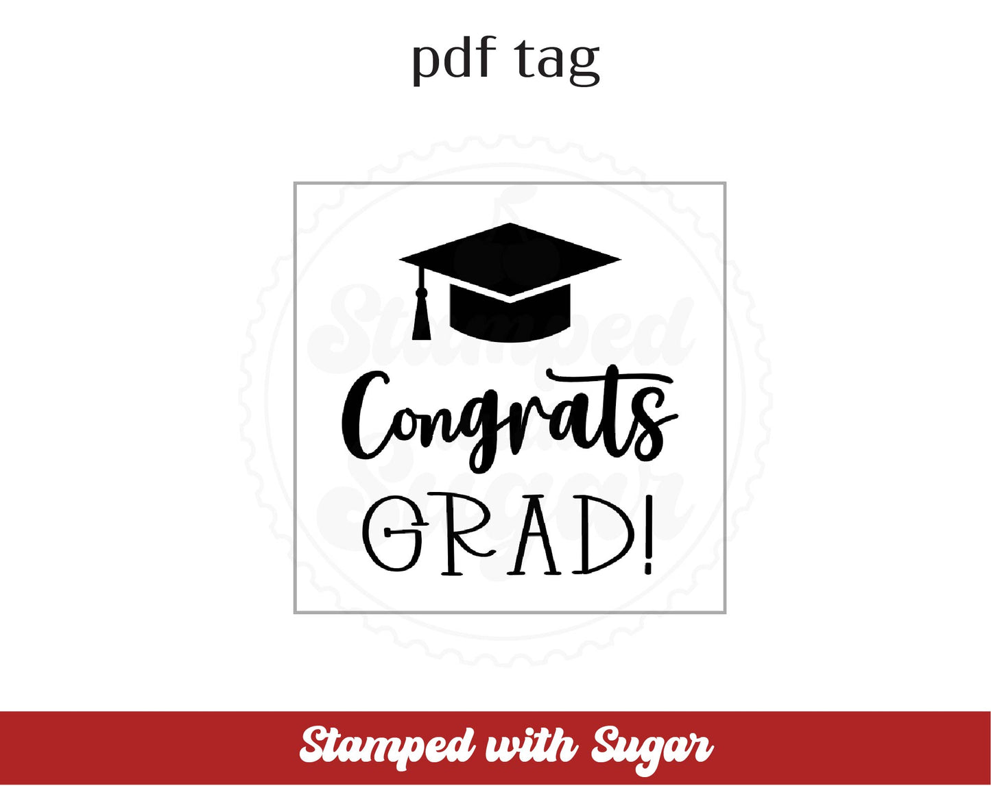 Felicidades, Graduado: etiqueta PDF cuadrada para birrete de graduación