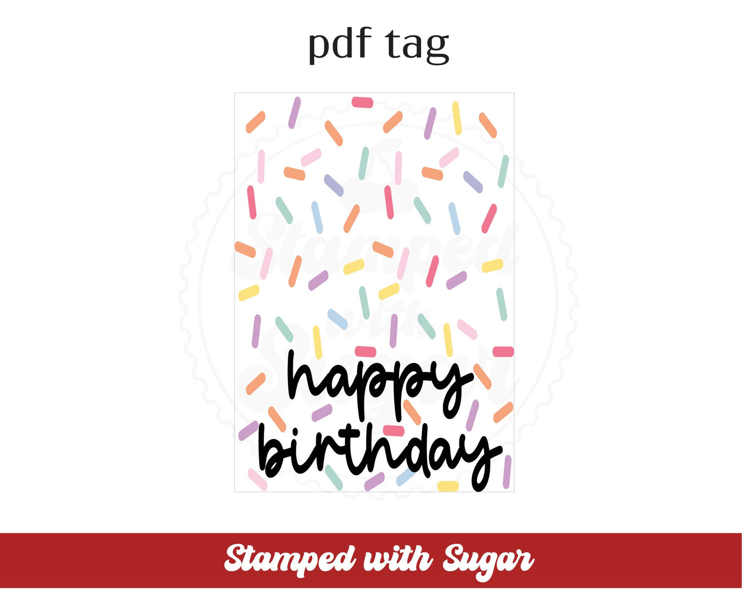 Etiqueta PDF de Tarjeta de Cumpleaños Galleta de Chispas