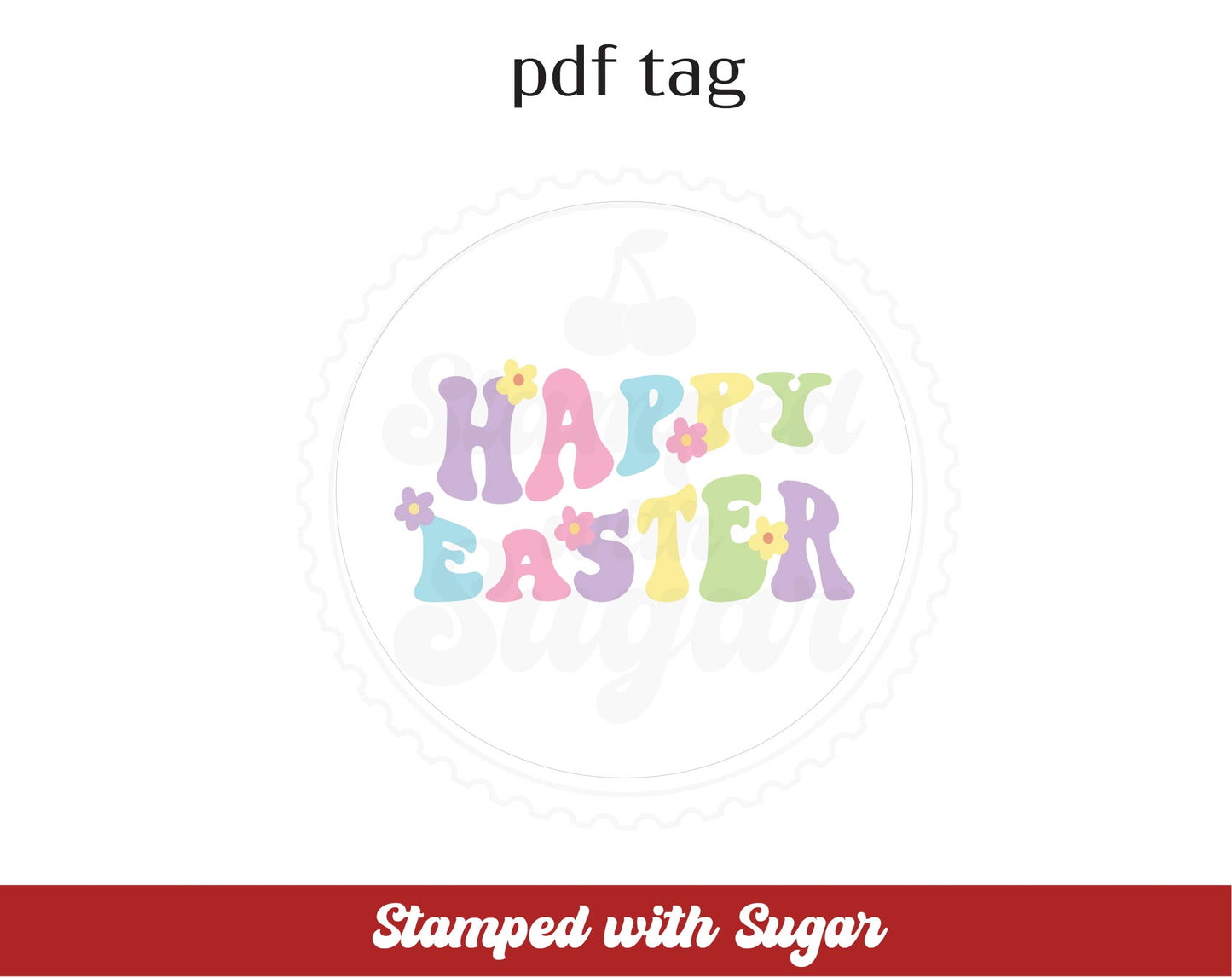 Etiqueta de PDF Círculo Groovy de Feliz Pascua