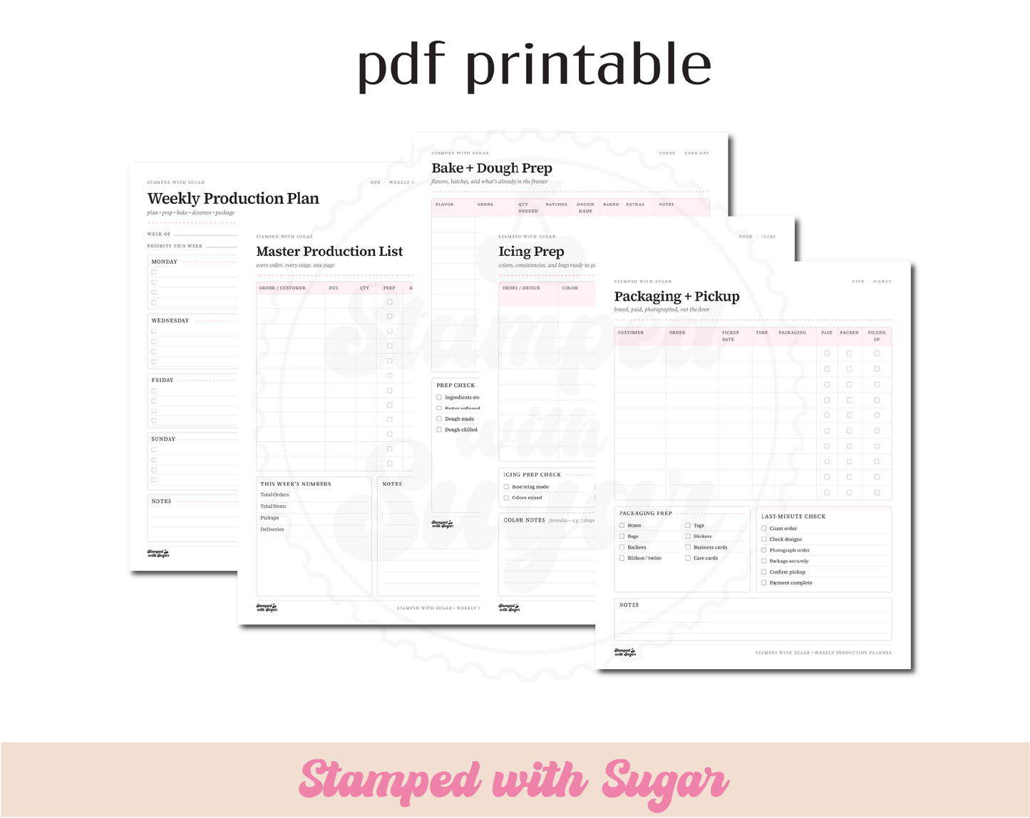 Weekly Bakery Production Planner | Home Bakery & Cookie Order Printable PDF
