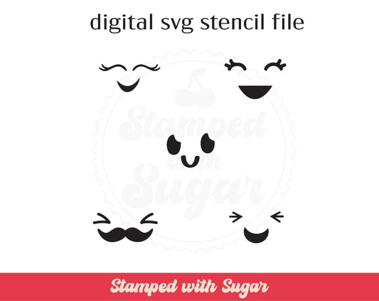 Archivo de plantilla SVG de caras Kawaii