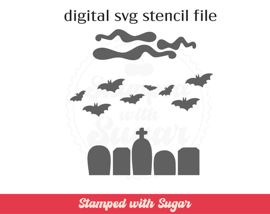 Archivo de plantilla SVG de escena de cementerio