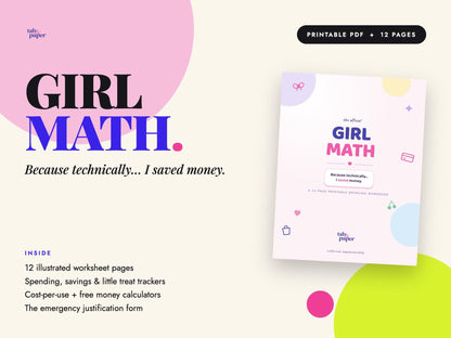 Girl Math Printable Budget PDF Planner