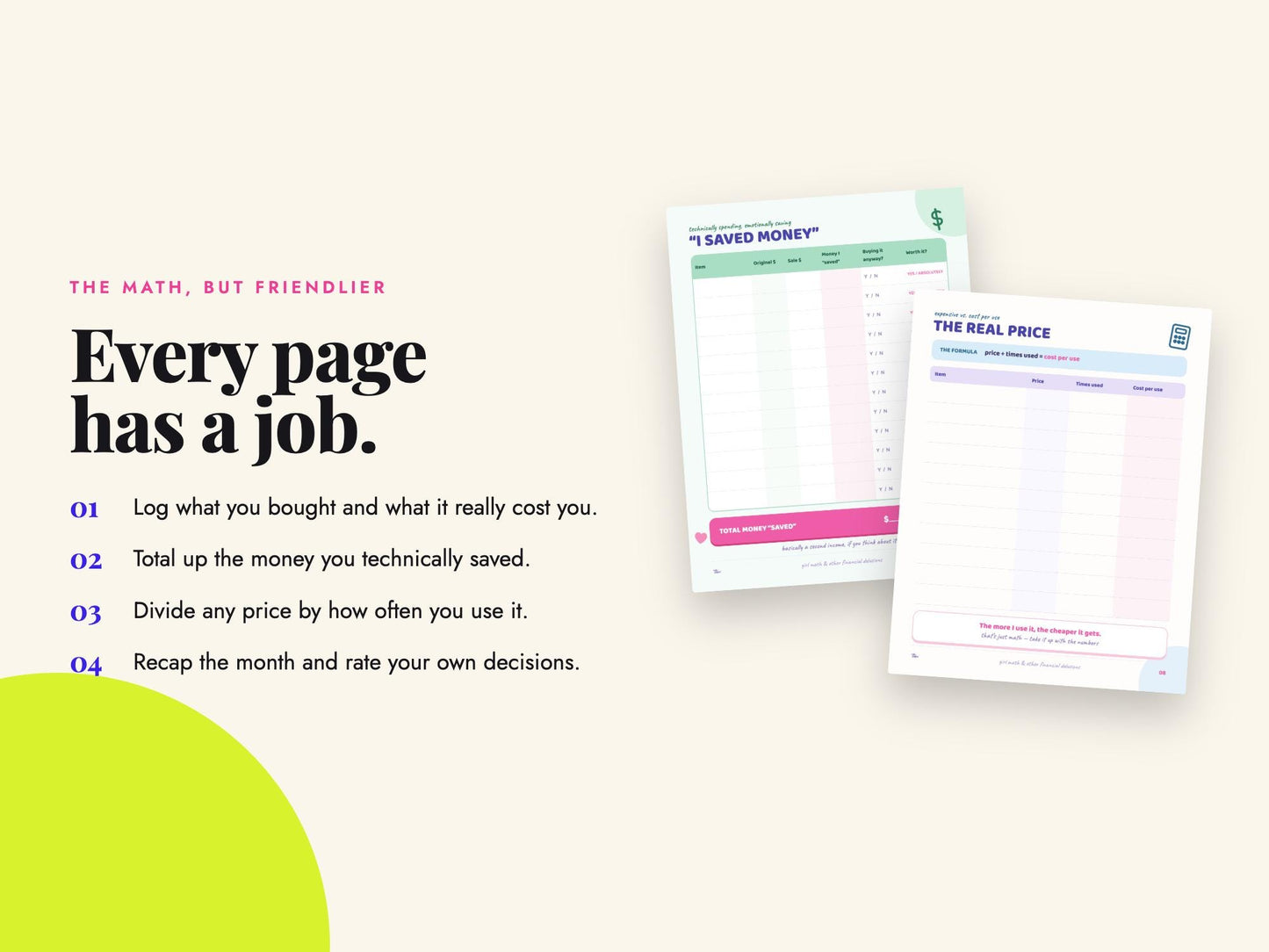 Girl Math Printable Budget PDF Planner