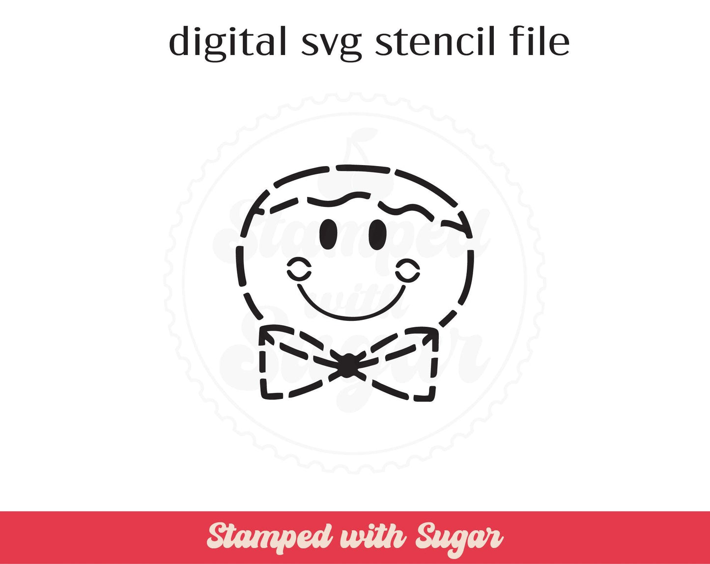 Archivo de esténcil SVG de jengibre con pajarita PYO