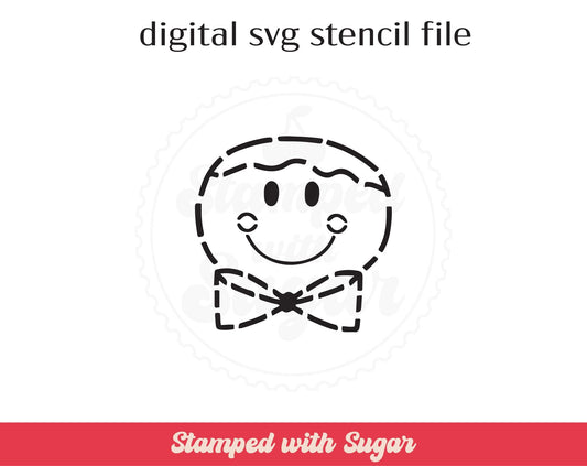 Archivo de esténcil SVG de jengibre con pajarita PYO