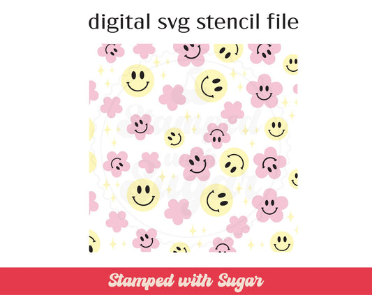 Archivo de plantilla SVG Groovy Floral de 3 partes