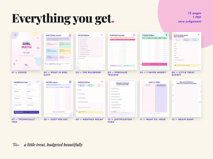Girl Math Printable Budget PDF Planner