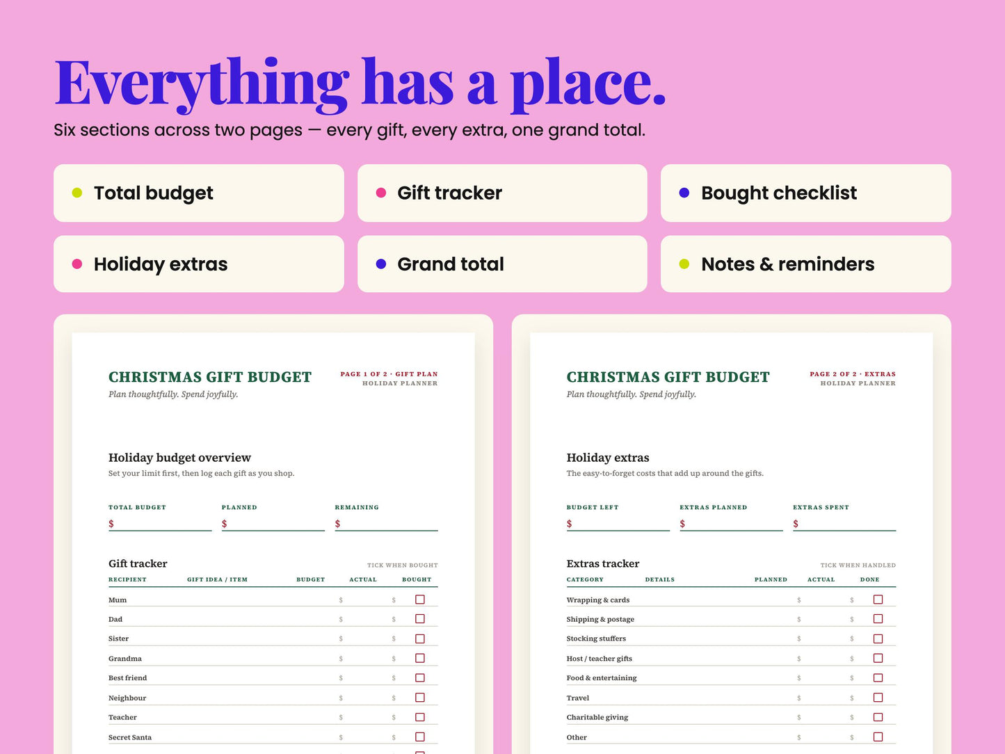 Christmas Gift Budget PDF Planner