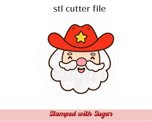 Archivo de cortador de galletas STL de Papá Noel vaquero