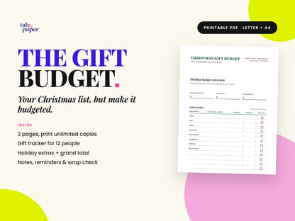 Christmas Gift Budget PDF Planner