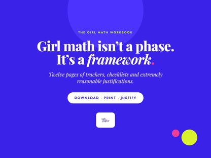 Girl Math Printable Budget PDF Planner