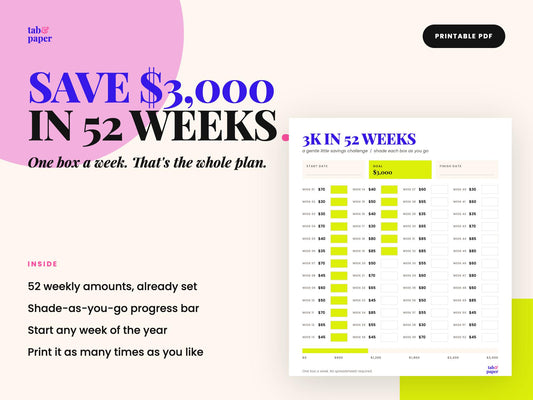 3K in 52 Weeks PDF Printable