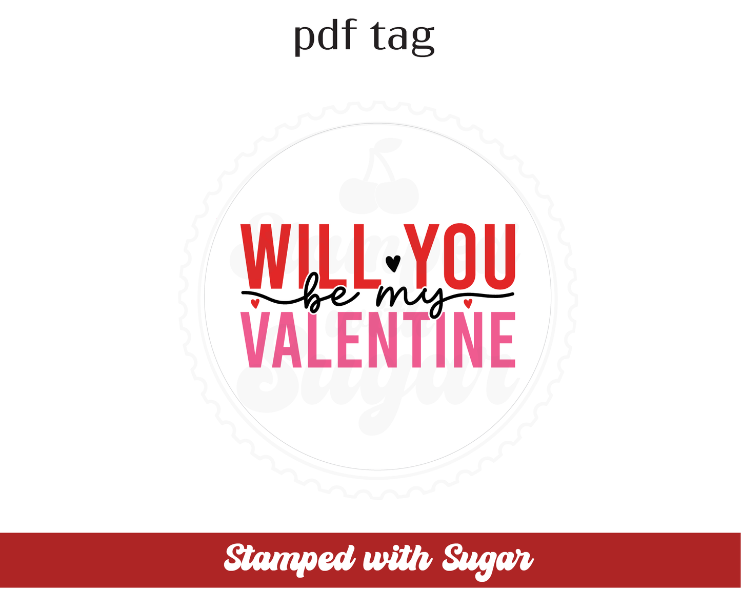 Etiqueta de PDF circular "Sé mi San Valentín"