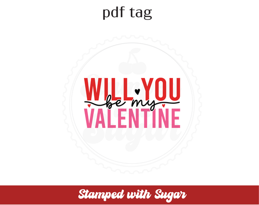 Etiqueta de PDF circular "Sé mi San Valentín"