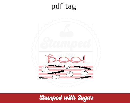 Etiqueta PDF para bolsa de 4 pulgadas a rayas rosas "Boo"