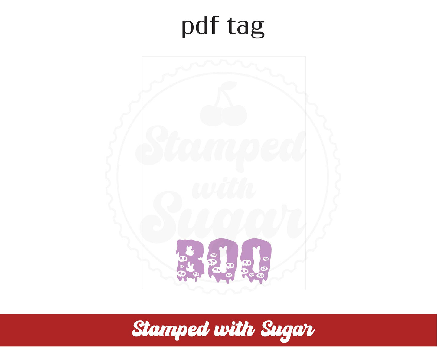 Etiqueta PDF para Tarjeta de Galleta Calavera Boo