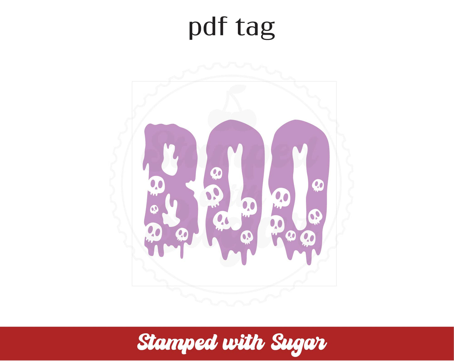 Etiqueta PDF de Boo Calavera Cuadrada