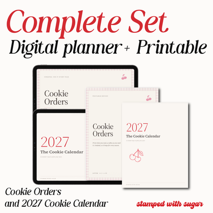 The Complete Cookier Planning Set | Cookie Orders & 2027 Cookie Calendar Digital & Printable Bundle