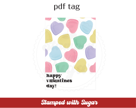 Etiqueta PDF de tarjetas Corazones de Caramelo