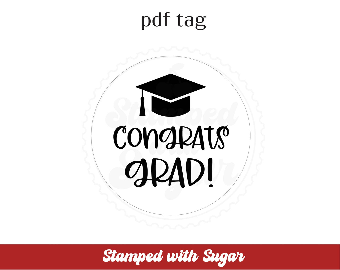 Felicidades Graduado Gorro Círculo PDF Etiqueta
