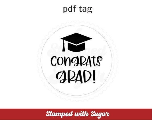 Felicidades Graduado Gorro Círculo PDF Etiqueta