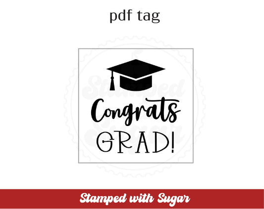 Felicidades, Graduado: etiqueta PDF cuadrada para birrete de graduación