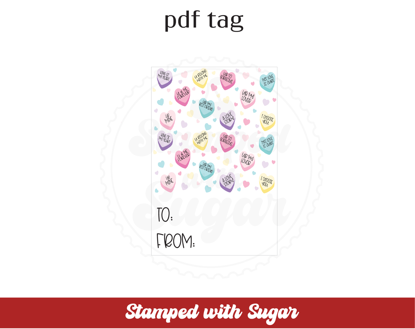 Etiqueta de PDF rectangular Convo Hearts
