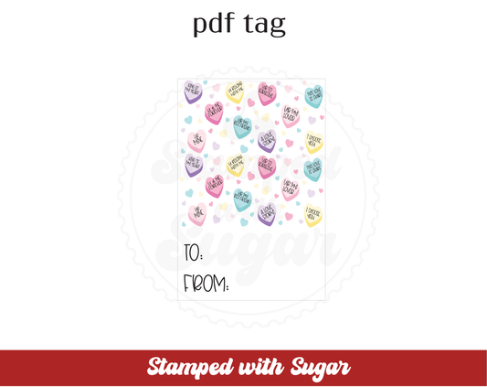 Etiqueta de PDF rectangular Convo Hearts