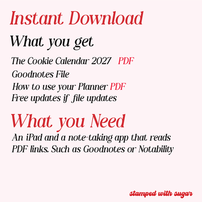 The Cookie Calendar 2027 Bundle | Digital & Printable Cookie Business Planner