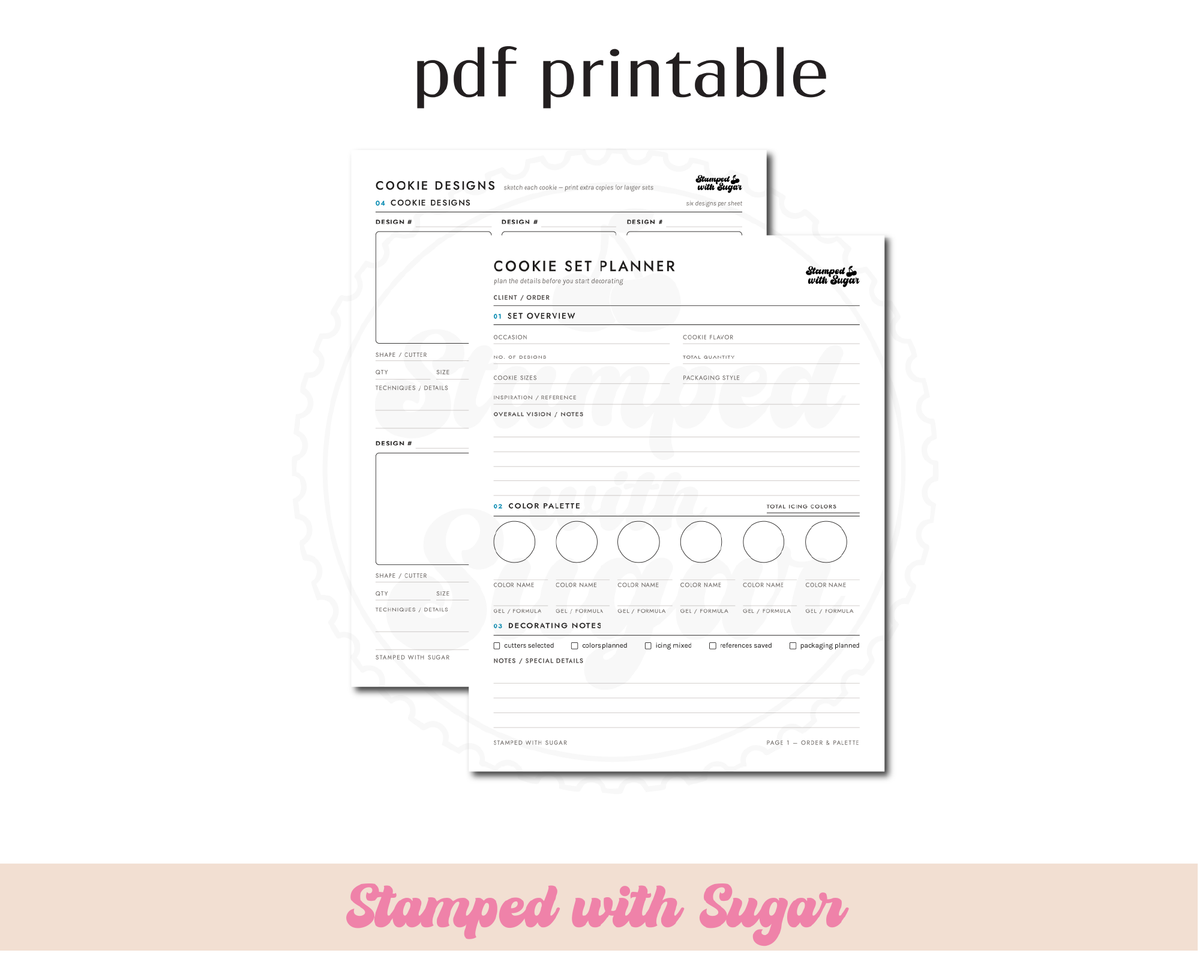 Cookie Set Design Planner | Cookie Decorating Sketch & Planning Printable PDF