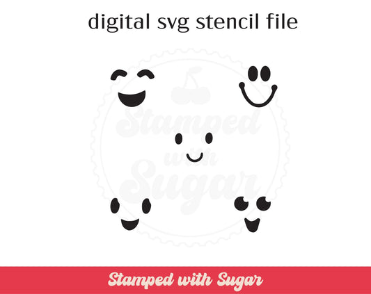 Archivos SVG de plantillas Kawaii Faces 2
