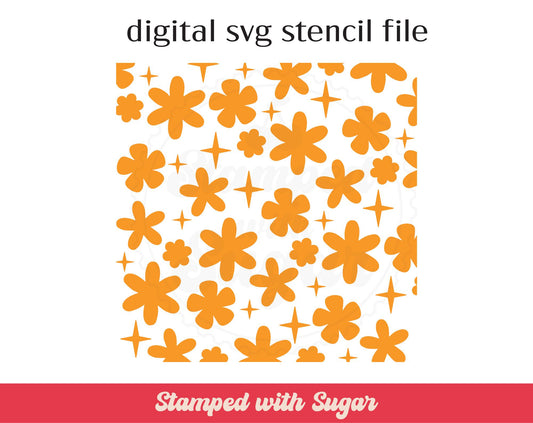 Archivo de plantilla SVG de Groovy Flowers