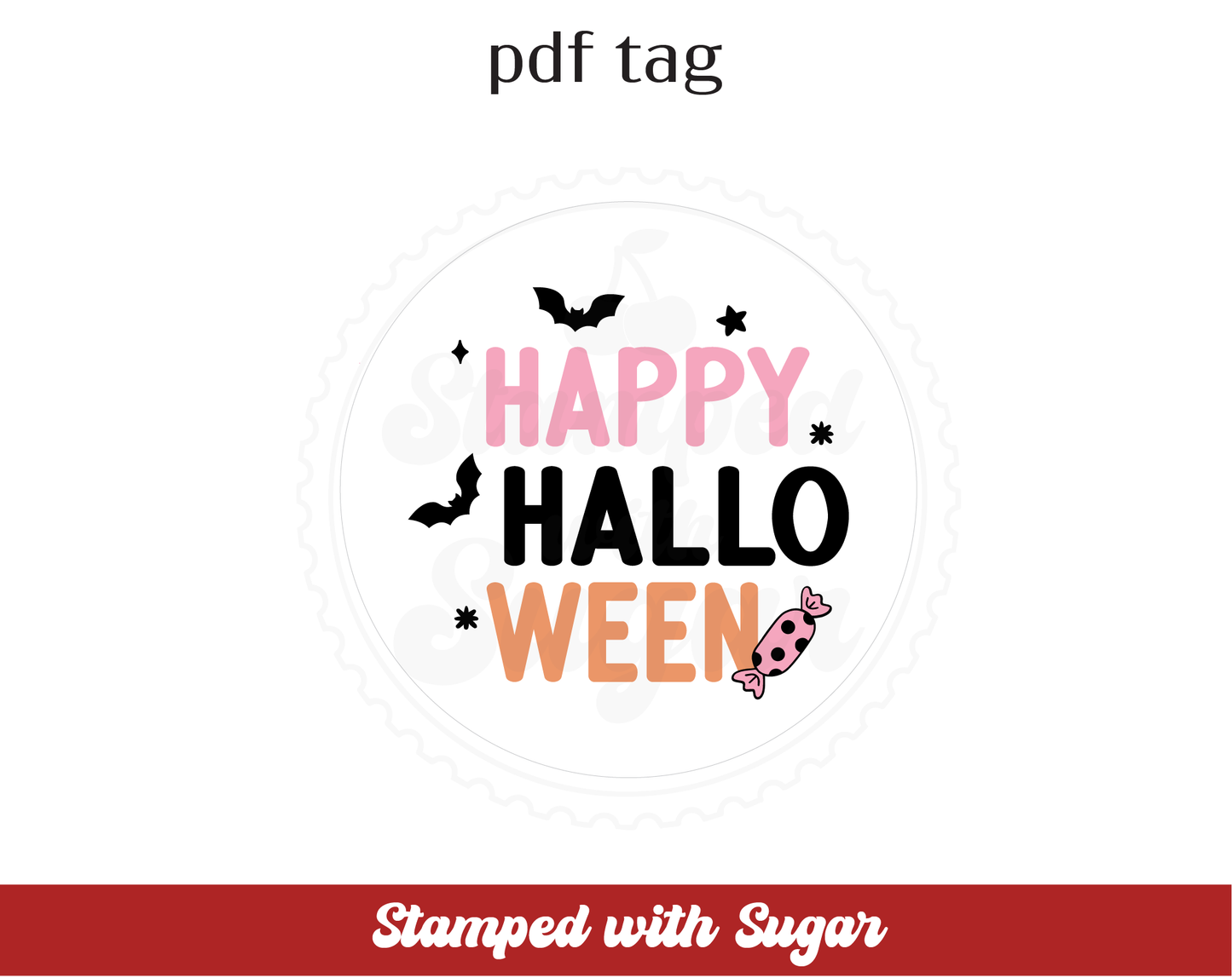 Etiqueta de PDF de círculo de caramelos de Halloween