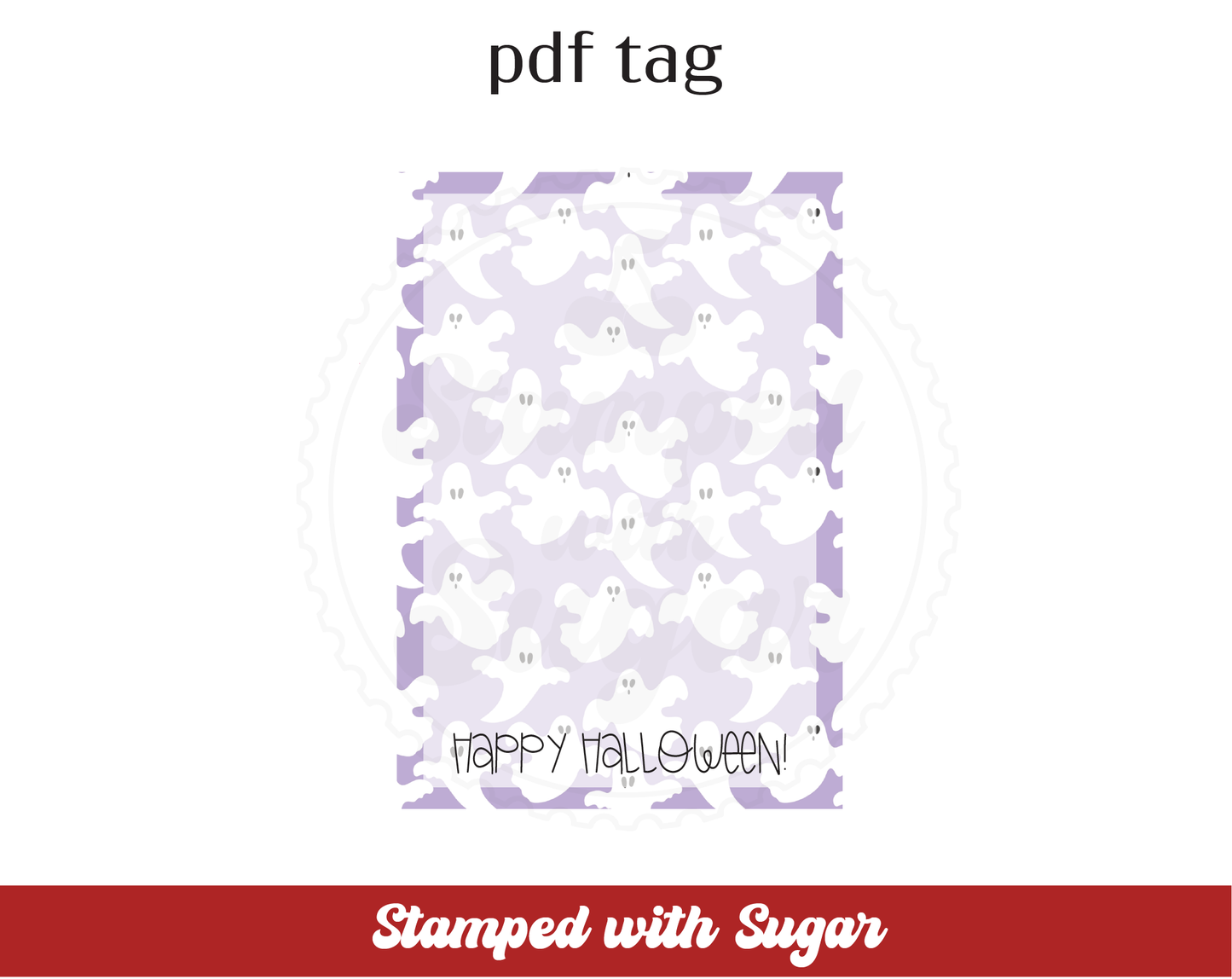 Etiqueta PDF para tarjeta de galleta de fantasma de Halloween