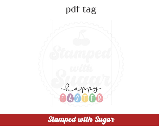 Etiqueta PDF de tarjeta de galleta de huevos de Pascua feliz