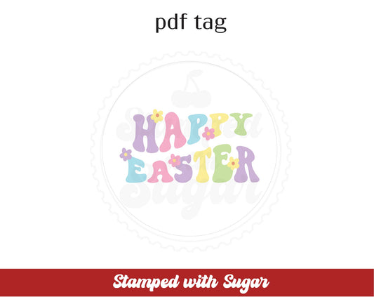 Etiqueta de PDF Círculo Groovy de Feliz Pascua