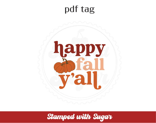 ¡Feliz otoño a todos! Etiqueta de PDF circular