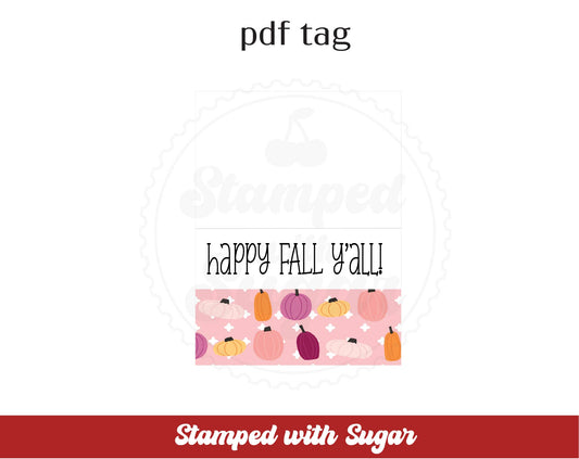 Etiqueta PDF de 3 pulgadas para bolsa "Feliz otoño a todos"