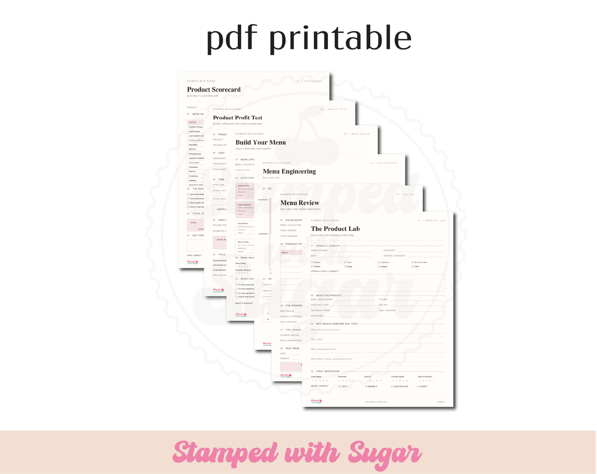 The Bakery Menu Lab | Menu Planning + Profit Workbook for Bakers