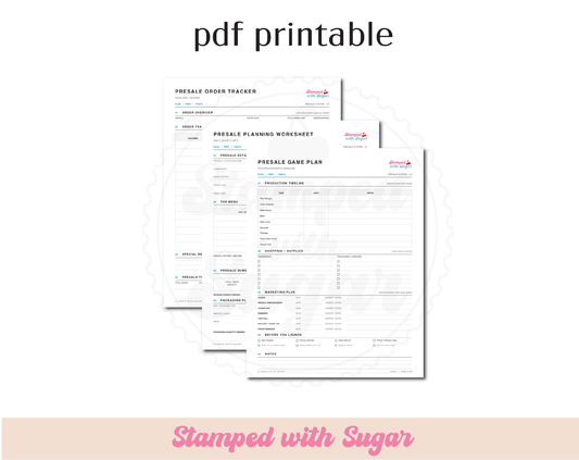 The Presale Planner | Printable Presale Planning and Order Tracker for Bakers