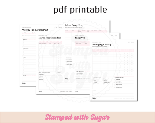 Weekly Bakery Production Planner | Home Bakery & Cookie Order Printable PDF