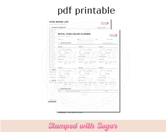Royal Icing Color Planner & Mixing Log | Cookie Decorating Printable PDF