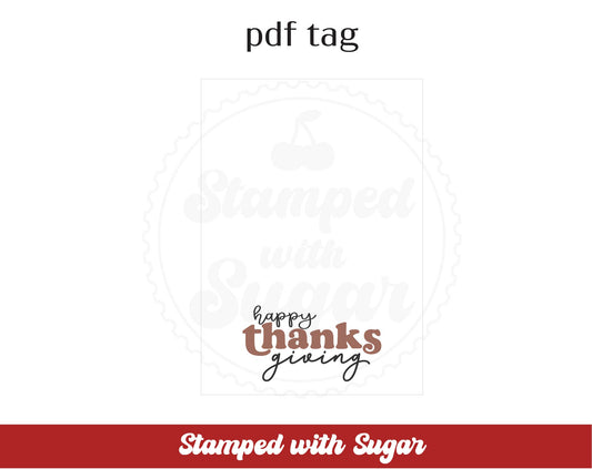 Etiqueta PDF de Tarjeta de Galleta de Feliz Día de Acción de Gracias